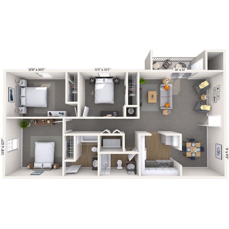 Floorplan image of unit 3535F