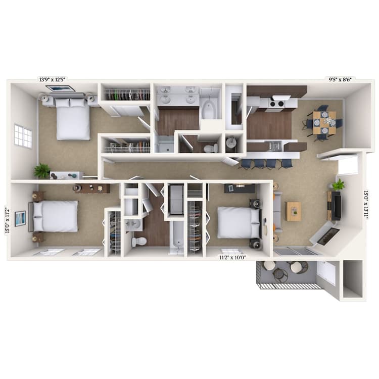 Floorplan image of unit 01025