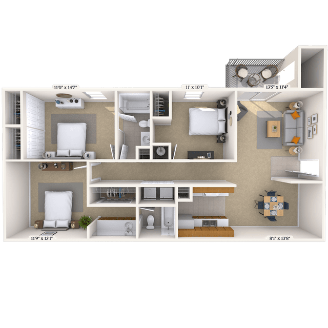 Floorplan image of unit 01117