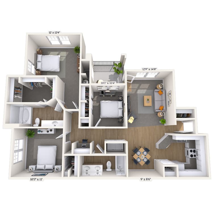 Floorplan image of unit 1357