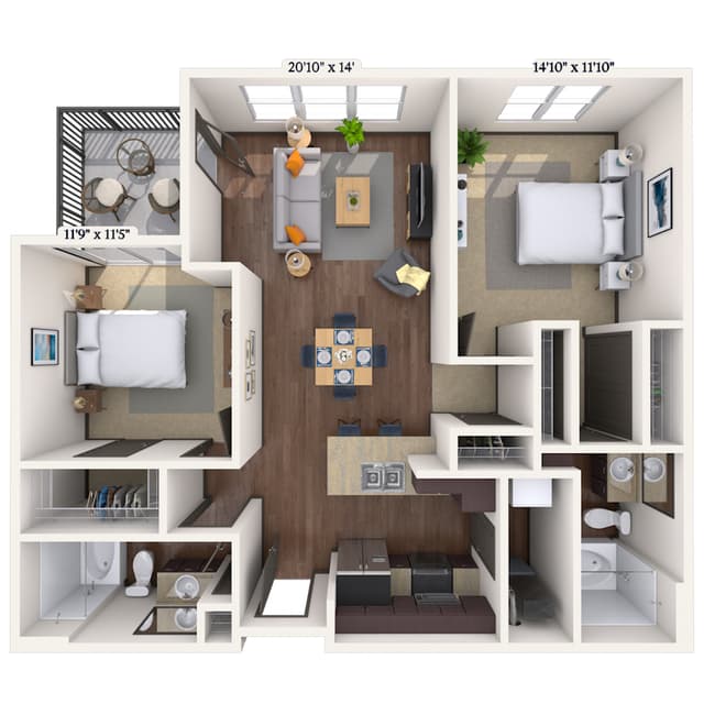 Floorplan image of unit 1042