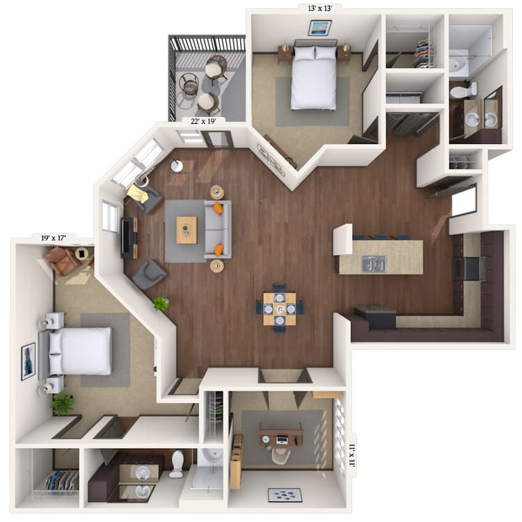 Floorplan image of unit 1088