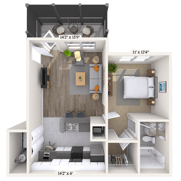 Floorplan image of unit 0116-204