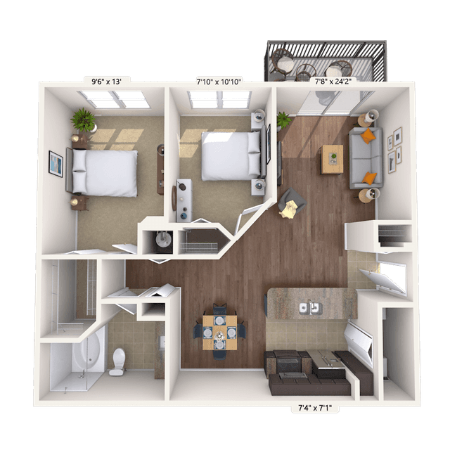 Floorplan image of unit 1212-102