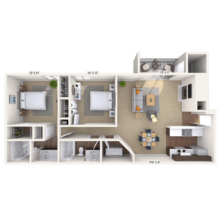 Floorplan image of unit 1717E