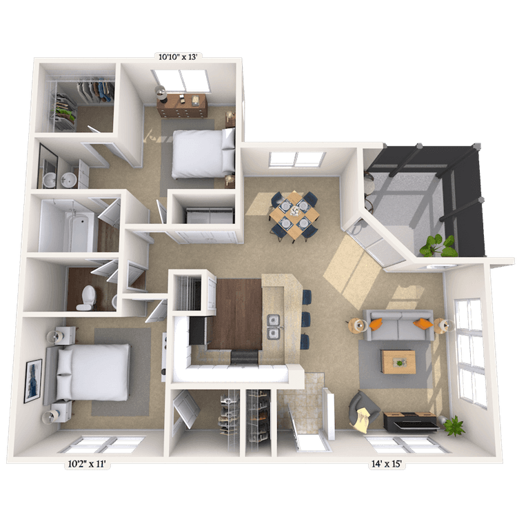Floorplan image of unit 14308
