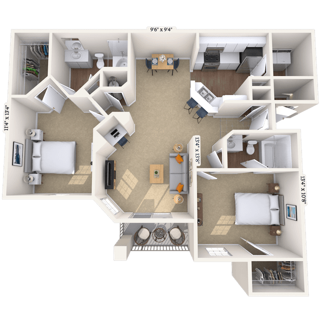 Floorplan image of unit 1407