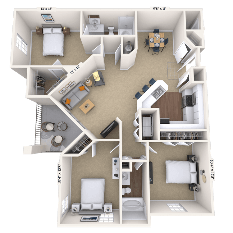 Floorplan image of unit 1105