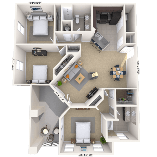 Floorplan image of unit 022307