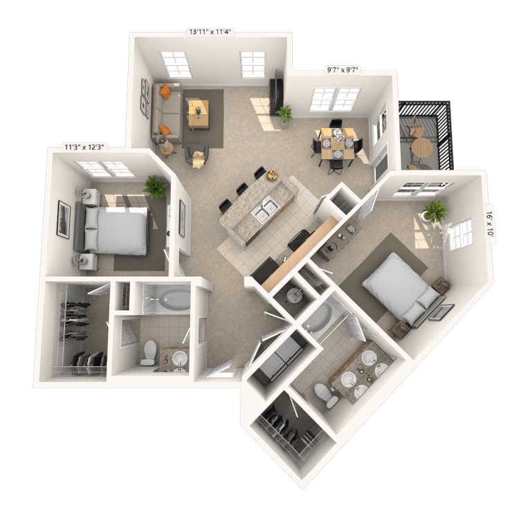 Floorplan image of unit 01107