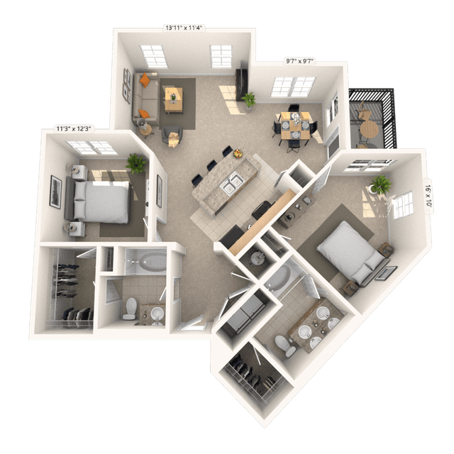 Floorplan image of unit 23207