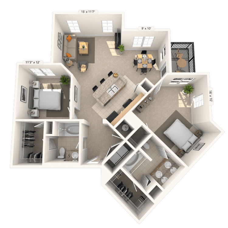 Floorplan image of unit 10305