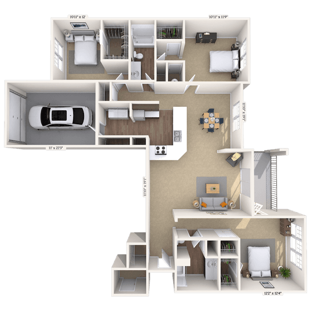 Floorplan image of unit 0105-107