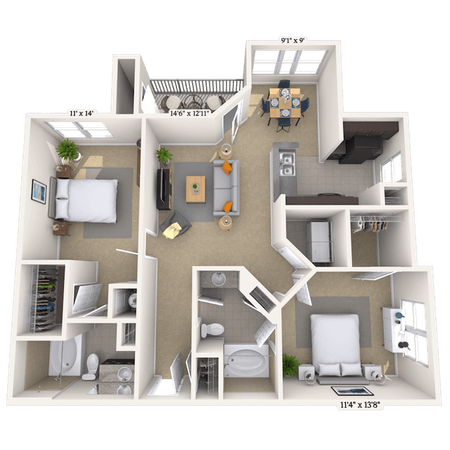 Floorplan image of unit 01304