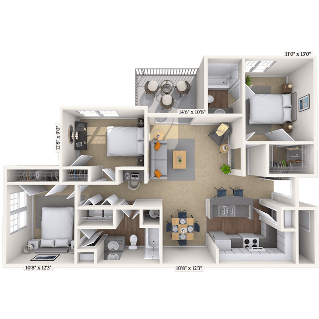 Floorplan image of unit 0909-104