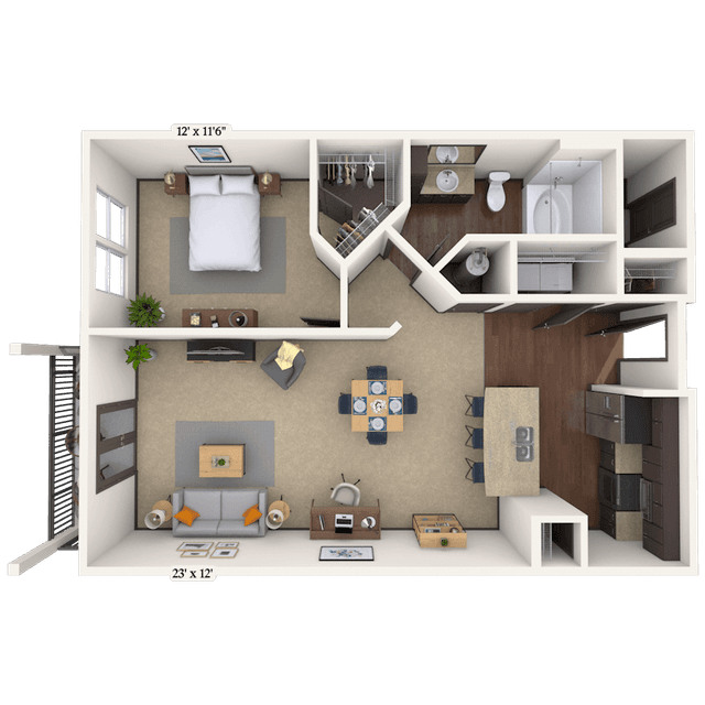 Floorplan image of unit 3105-206