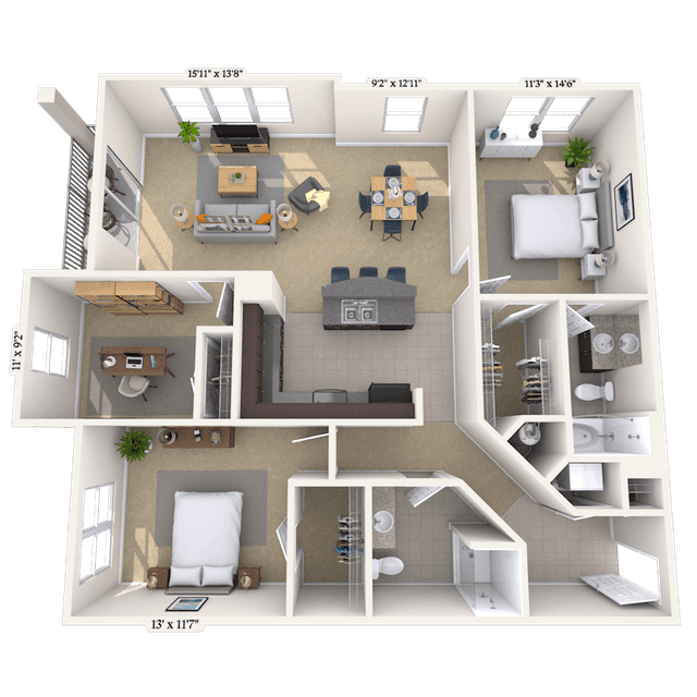 Floorplan image of unit 401-202