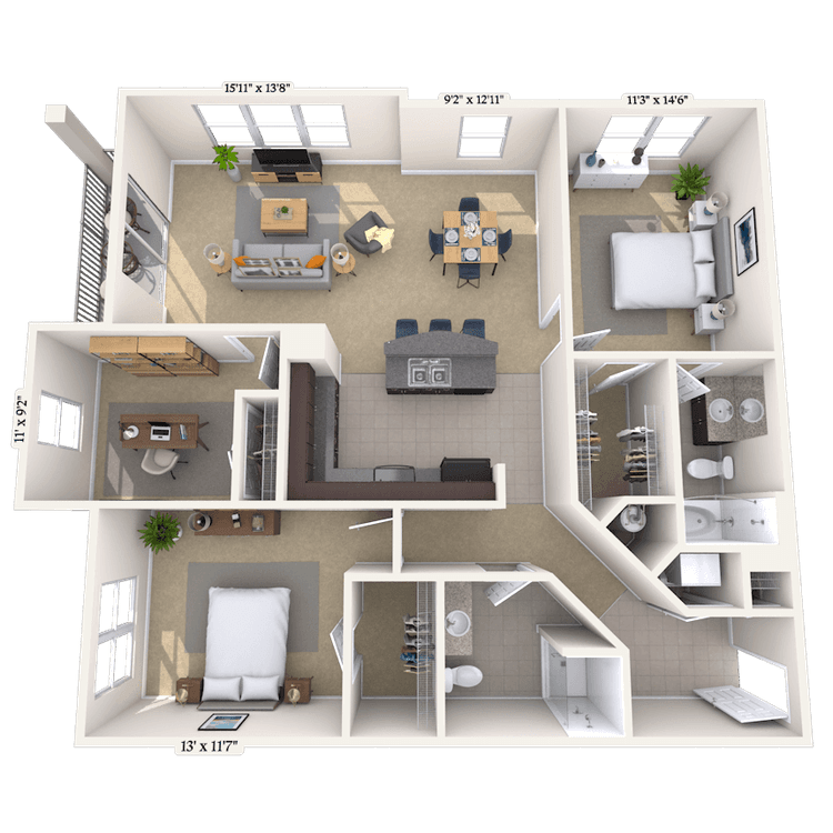 Floorplan image of unit 401-402