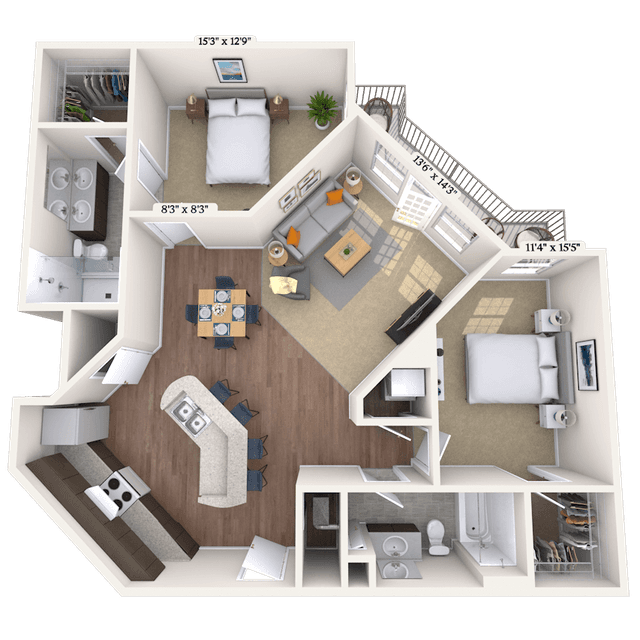 Floorplan image of unit 300A318