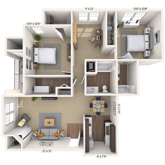 Floorplan image of unit 14305