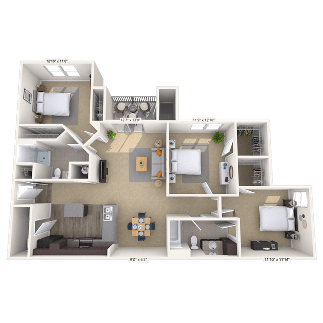 Floorplan image of unit JJ307