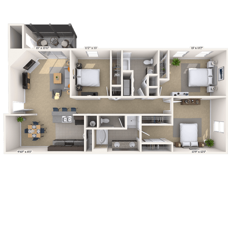 Floorplan image of unit OO101