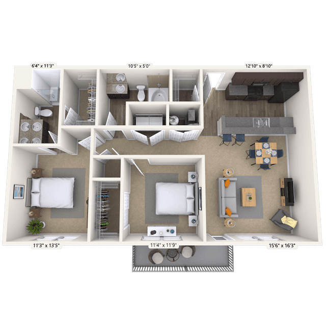 Floorplan image of unit 02-208