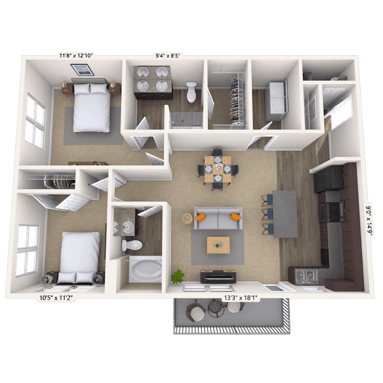 Floorplan image of unit 06-206