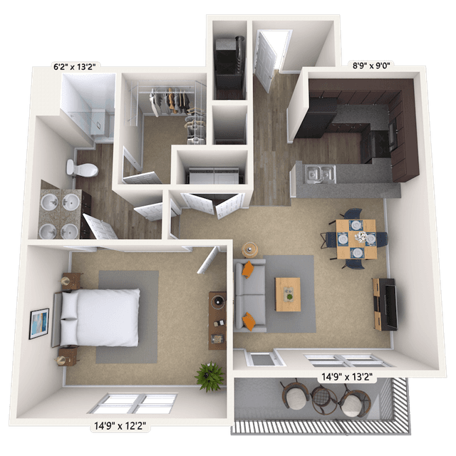 Floorplan image of unit 13-302