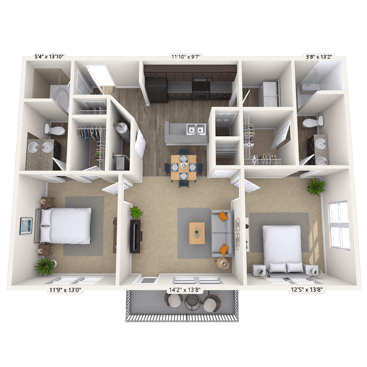Floorplan image of unit 11-205