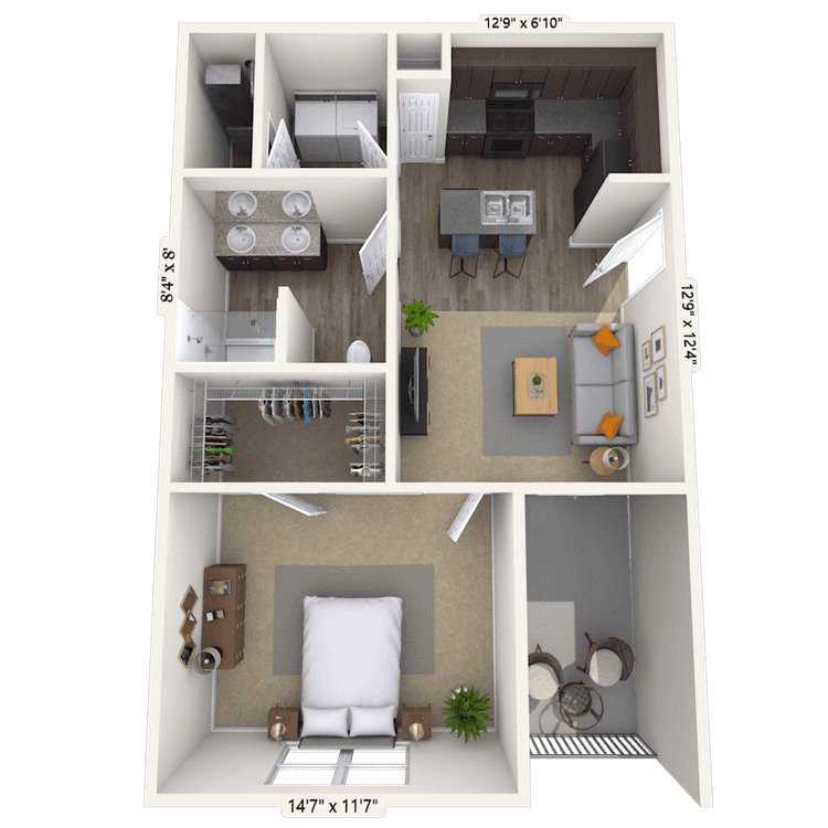 Floorplan image of unit 14-202