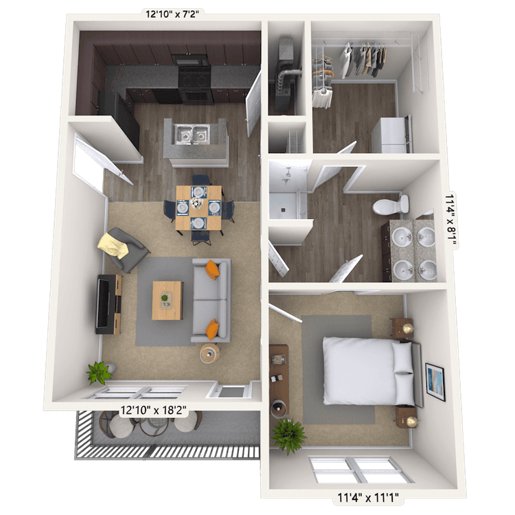 Floorplan image of unit 14-204