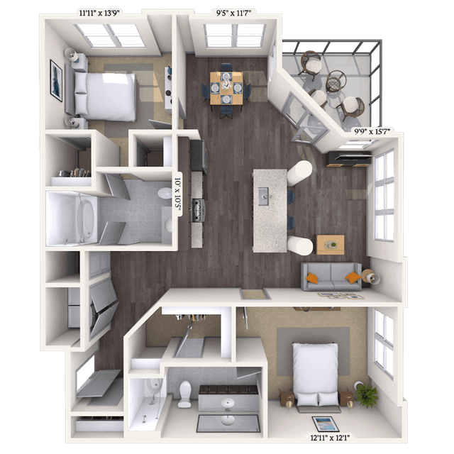 Floorplan image of unit 2400-116