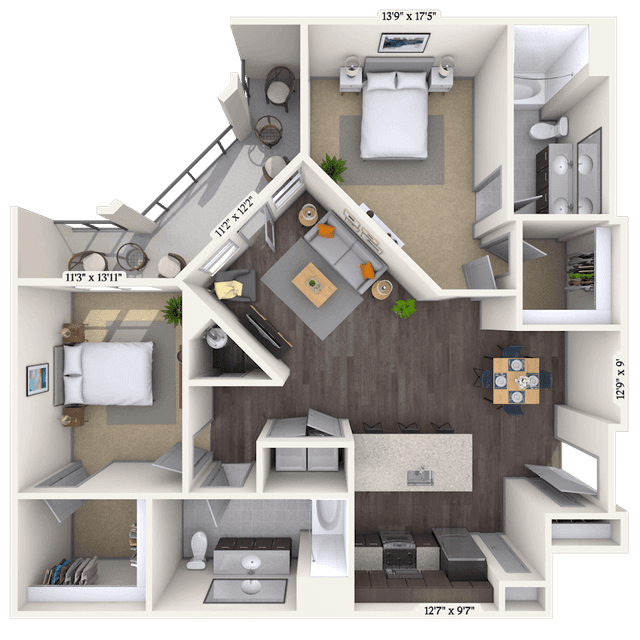 Floorplan image of unit 2402-114
