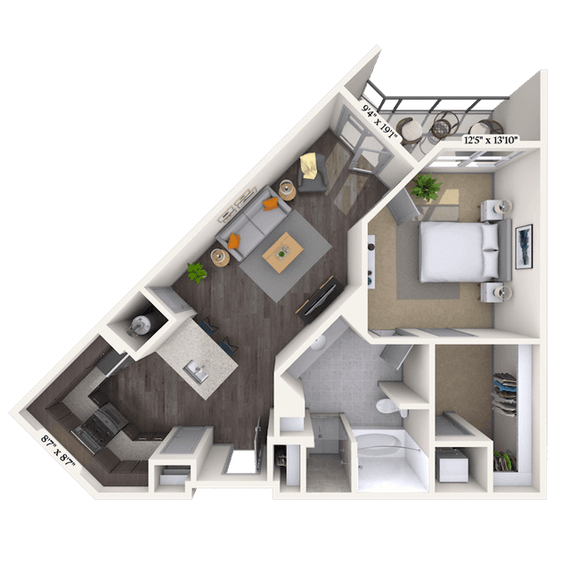 Floorplan image of unit 2402-407