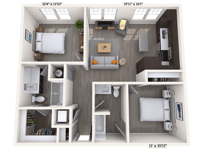 Floorplan image of unit 204