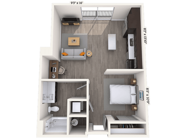 Floorplan image of unit 343