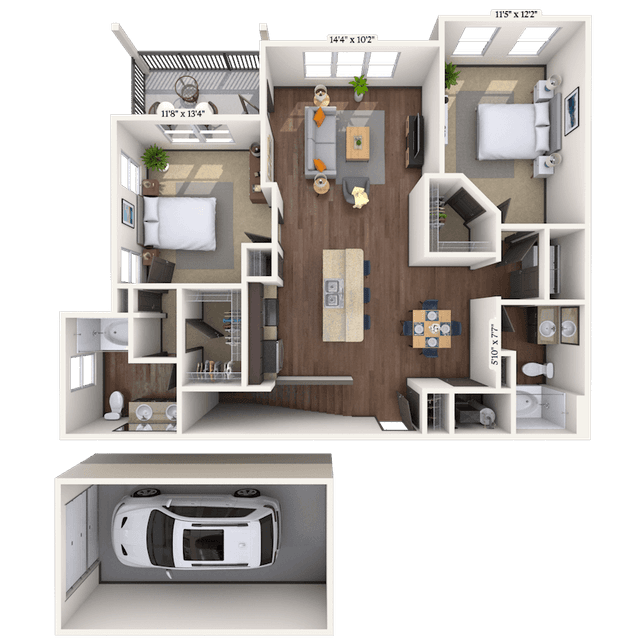 Floorplan image of unit 2208