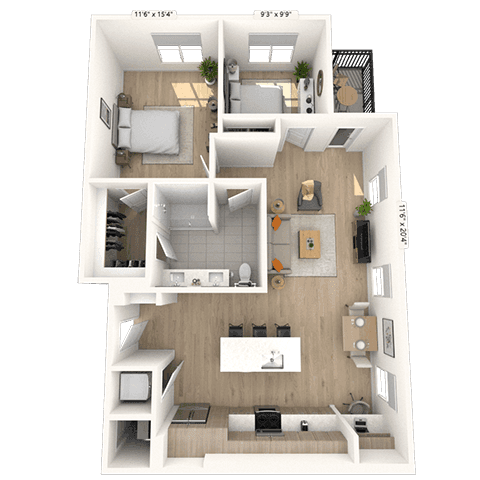 Floorplan image of unit 2205