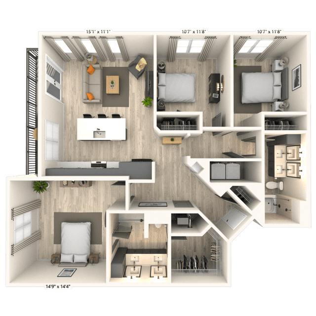 Floorplan image of unit 3035