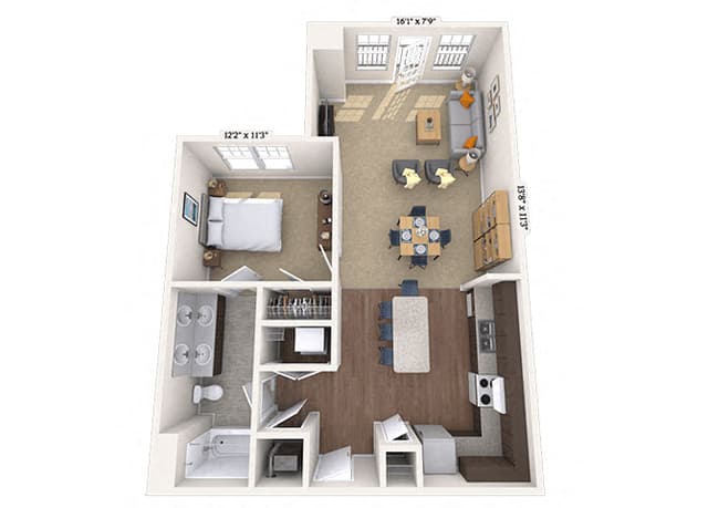 Floorplan image of unit 300A416